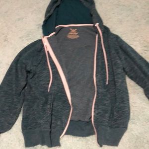 Women’s dark teal zip up hoodie (L)